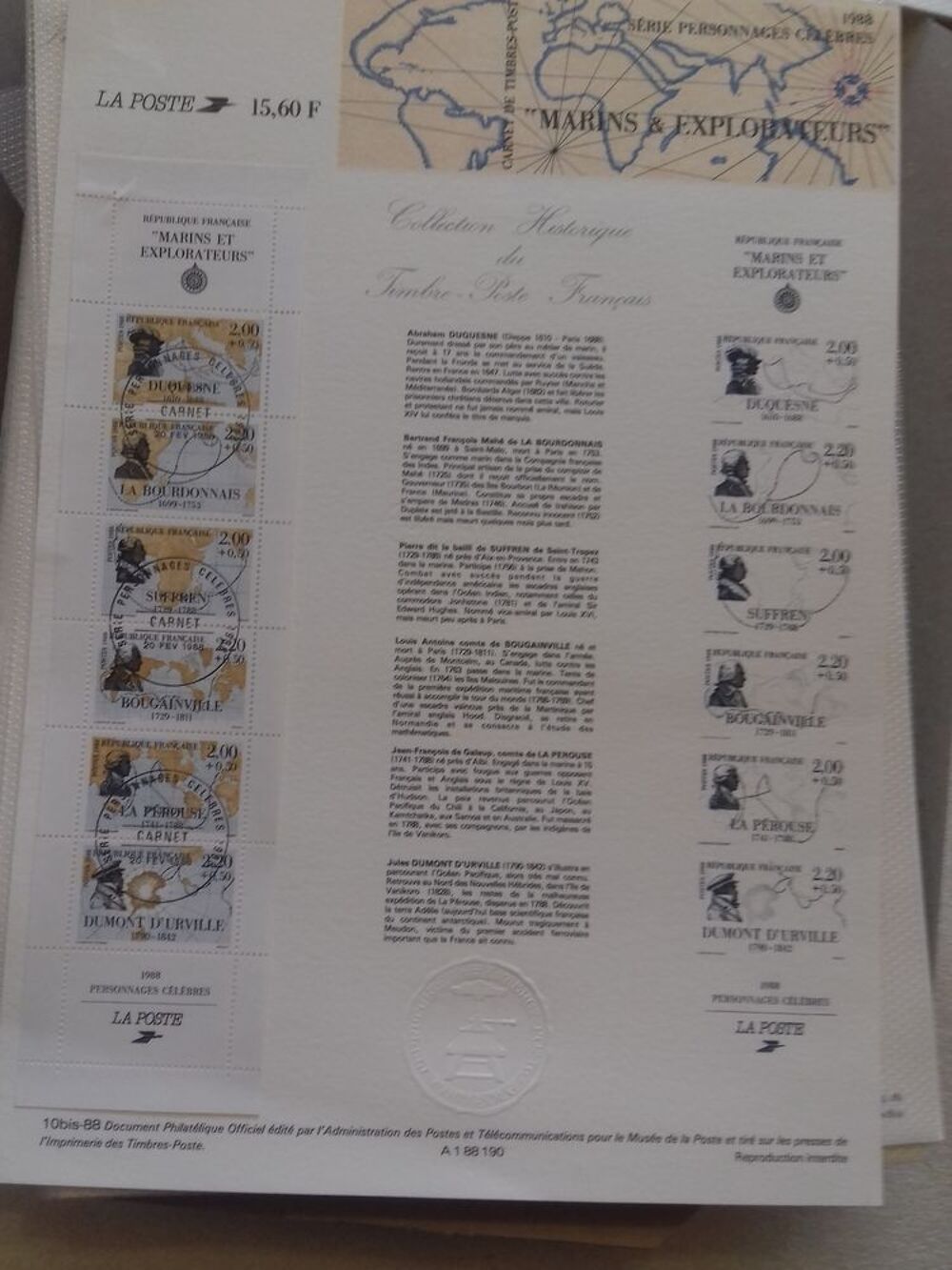 collection historique de timbres poste Fran&ccedil;ais 1988 