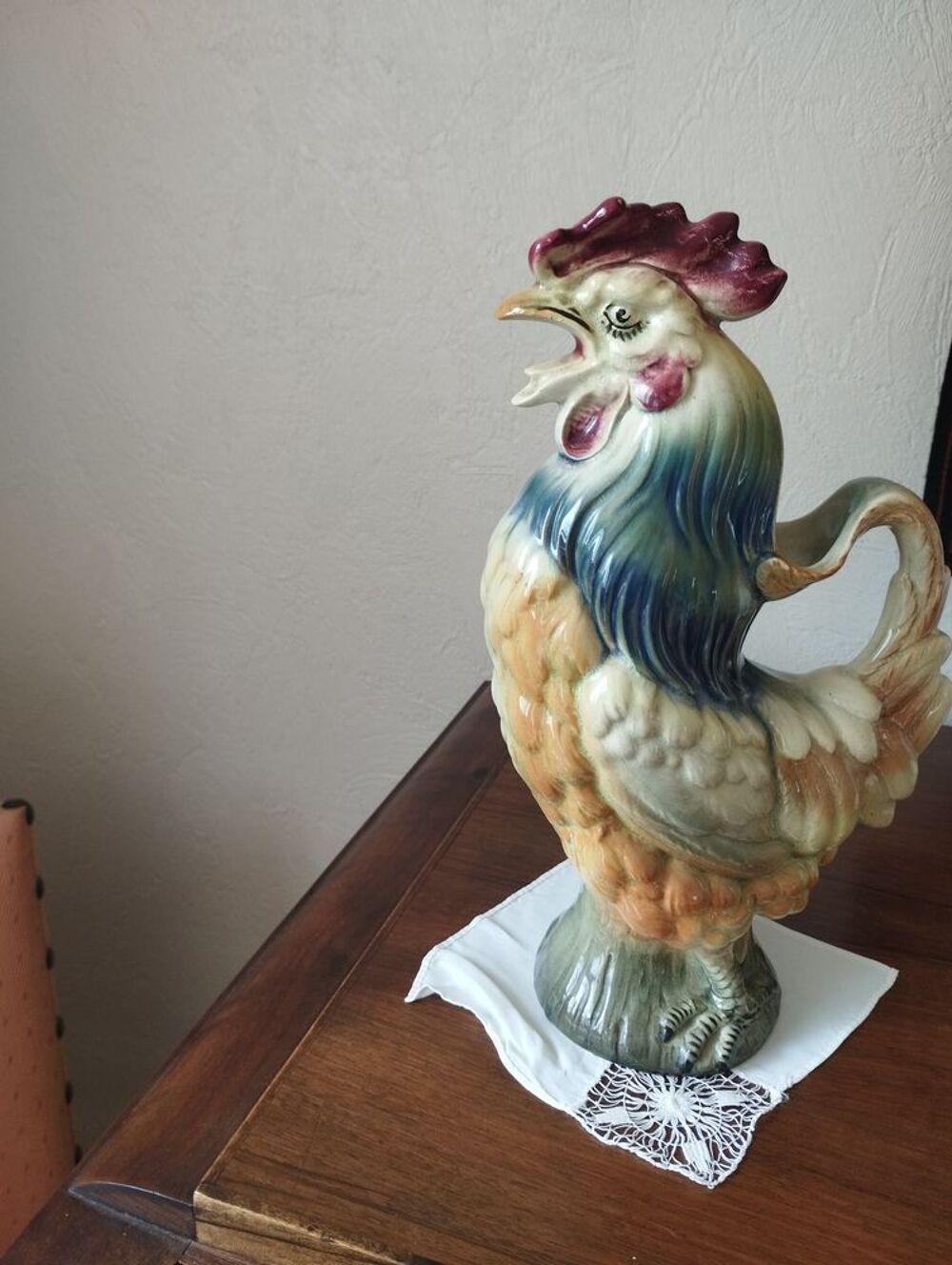 Coq en majolique Keller et Guerin st Cl&eacute;ment Décoration