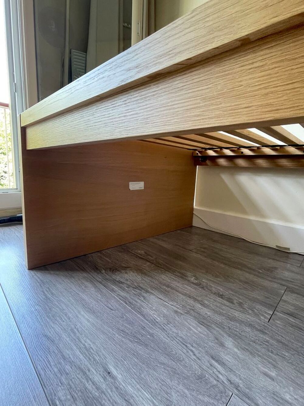 Lit simple 90x200 Ch&ecirc;ne Massif, HABITAT (Mod Adams)+Matelas Meubles