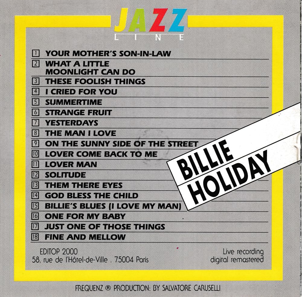 CD Billie Holiday Jazz Line CD et vinyles