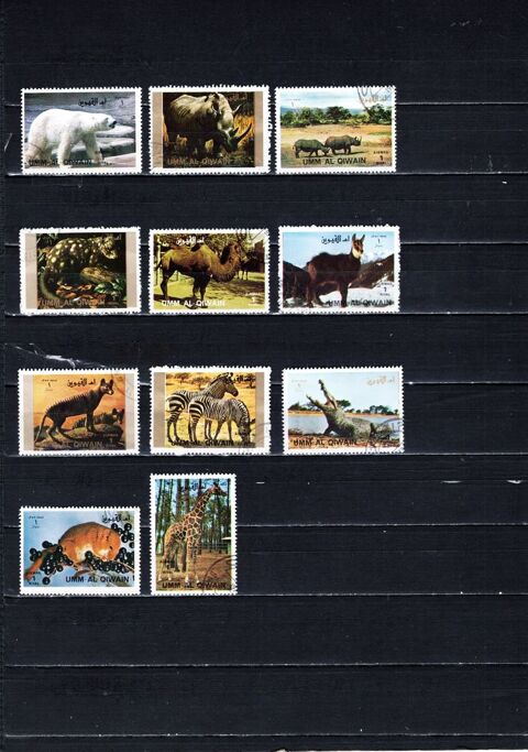   lot de 11 timbres d'UMM AL QIWAIN avec des ANIMAUX 