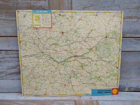 Plaque Tôle Publicitaire SHELL BERRE Carte Val Loire Vintage 120 Loches (37)