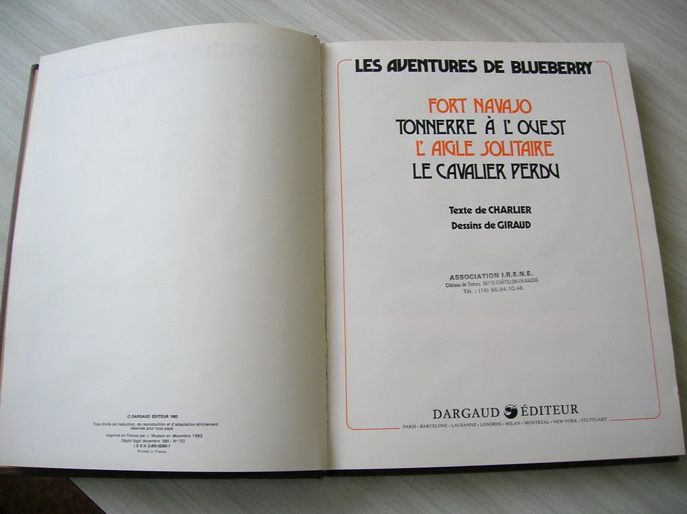 LIEUTENANT BLUEBERRY Tome 1 Livres et BD