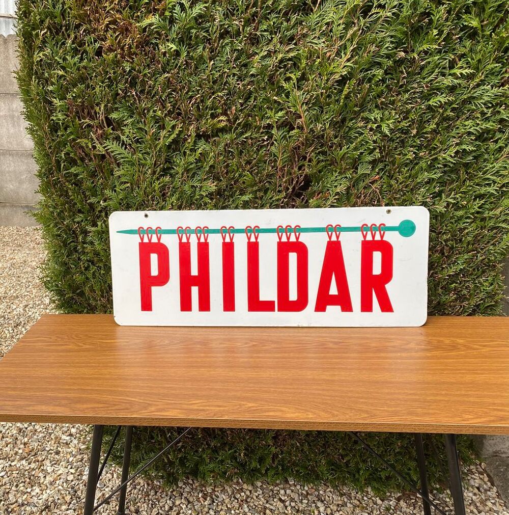 Plaque publicitaire &eacute;maill&eacute;e Phildar authentique 