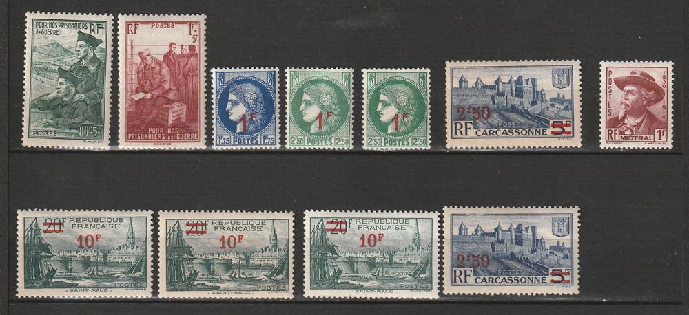 Timbres Neufs Charni&egrave;re transparentes Ann&eacute;es 1941-42-43 
