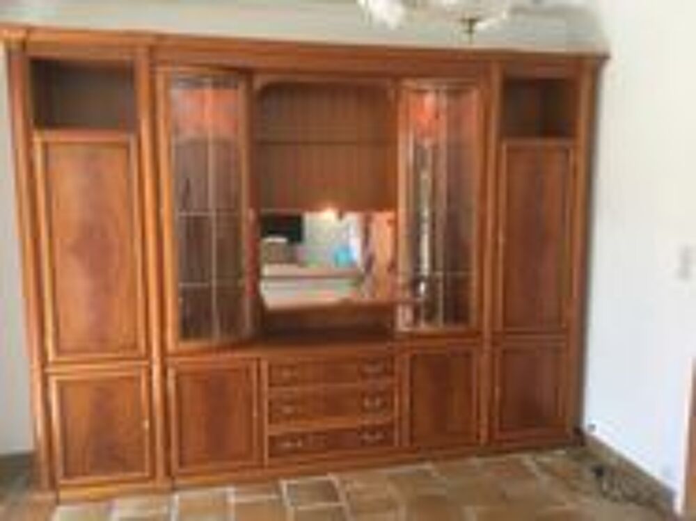 Meuble s&eacute;jour, vitrine bois merisier 320 l x 215 h x 40p cm Meubles