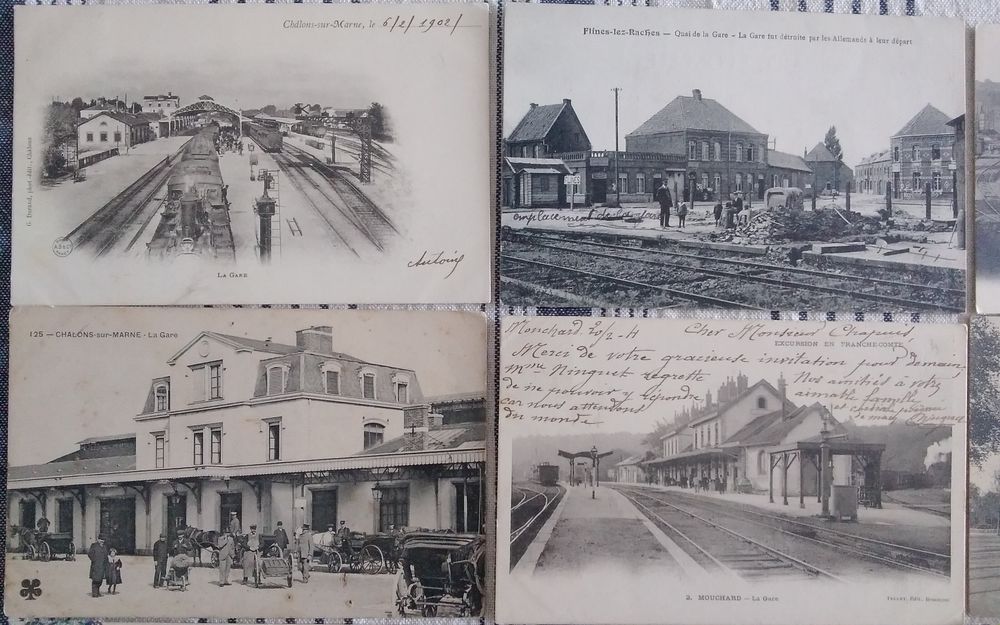  Lot de 10 CPA Gare en France Trains &agrave; Vapeur Circul&eacute; 