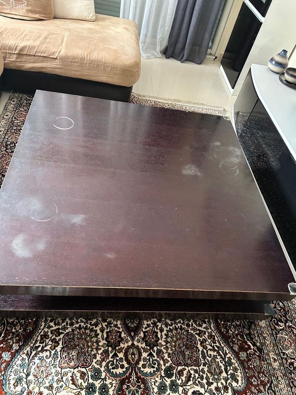 Table basse de Salon Lipstick Chene finition Weng&eacute; Meubles