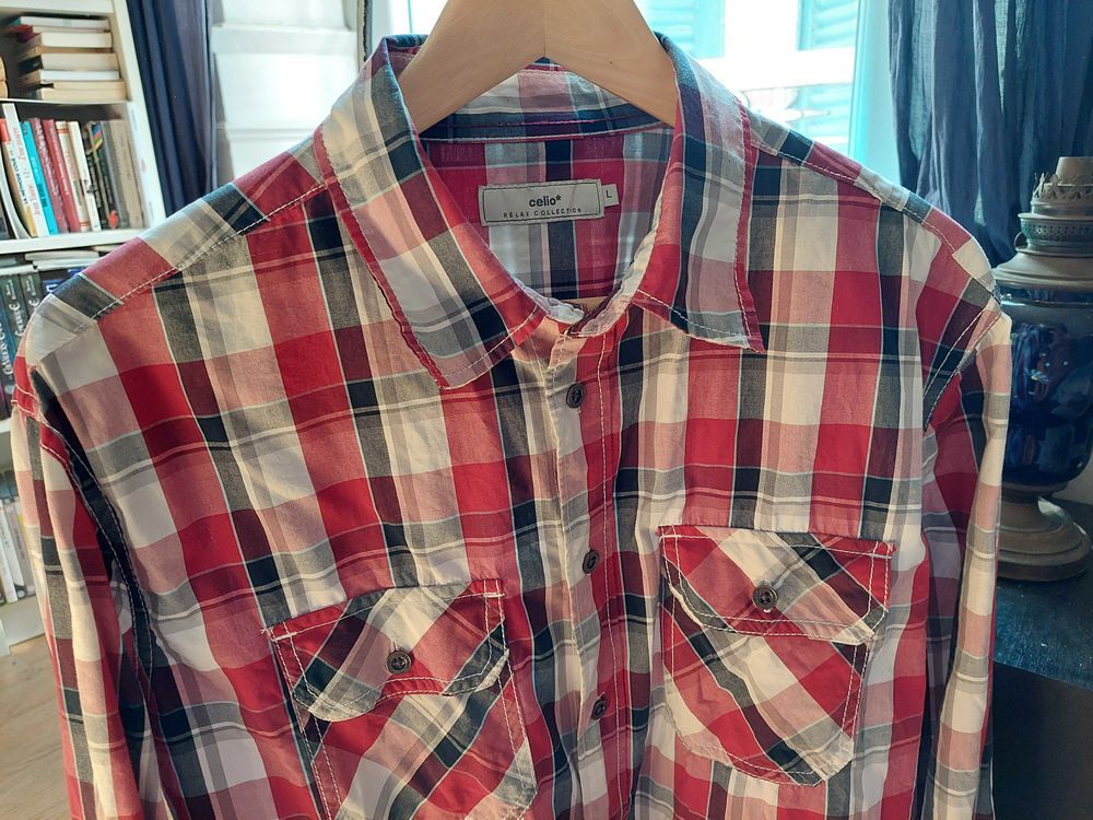Chemise manche longue &agrave; carreaux L Vêtements