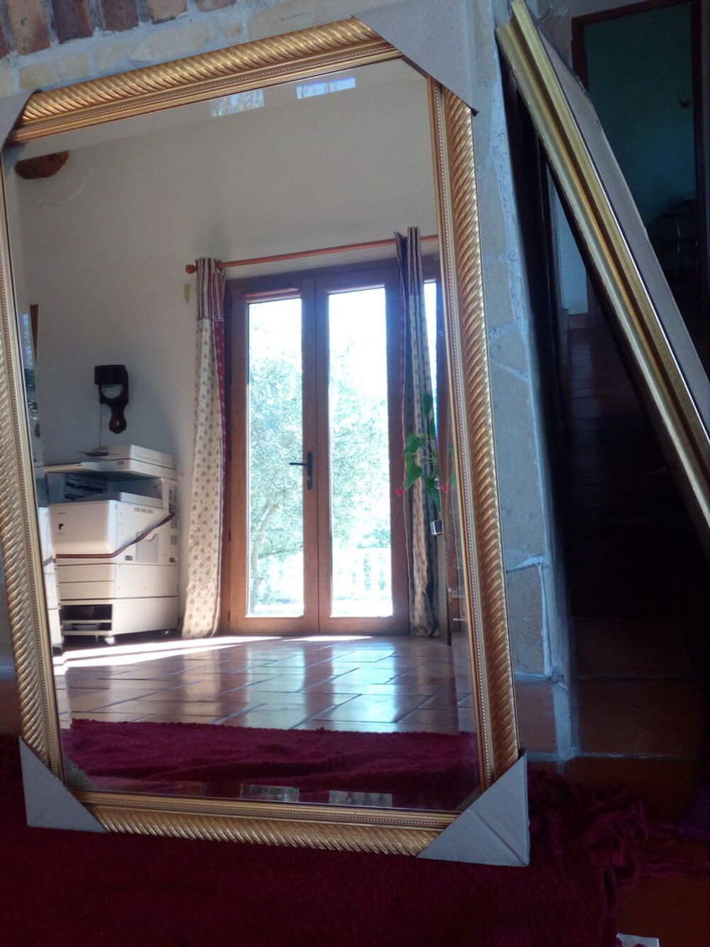 MIROIR BISEAUTE AVEC ENCADREMENT BOIS SCULPTE 60*90 Décoration