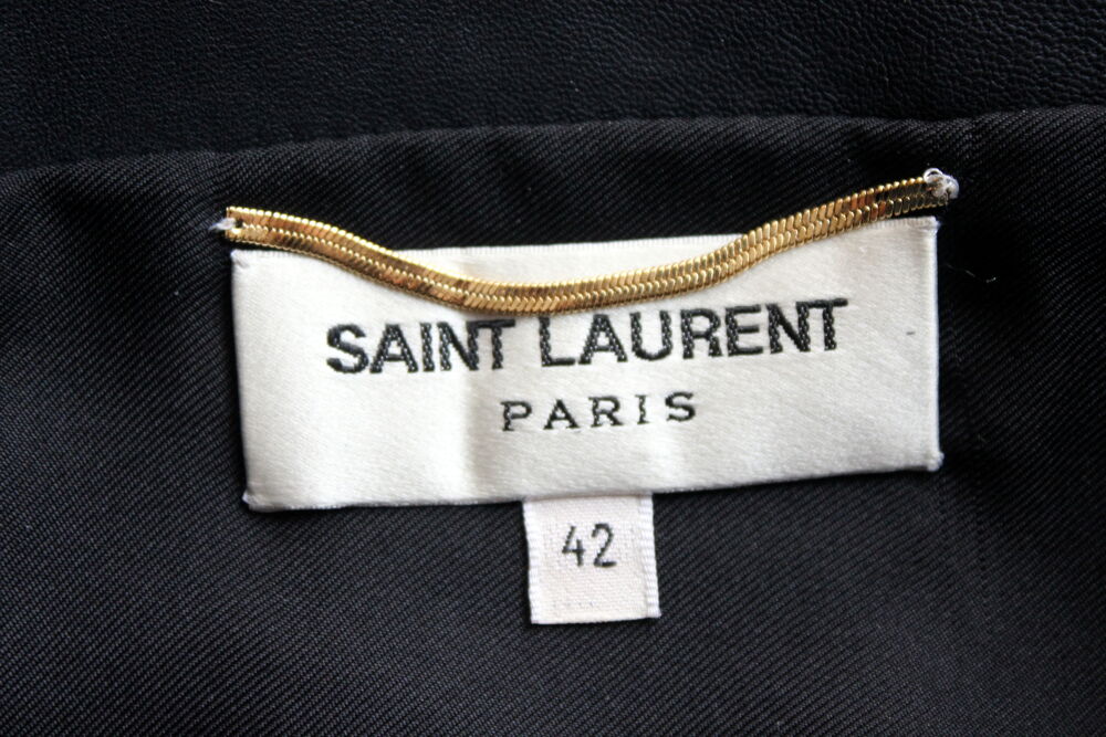 Jupe cuir marine et vert SAINT LAURENT T.40 Fr Vêtements