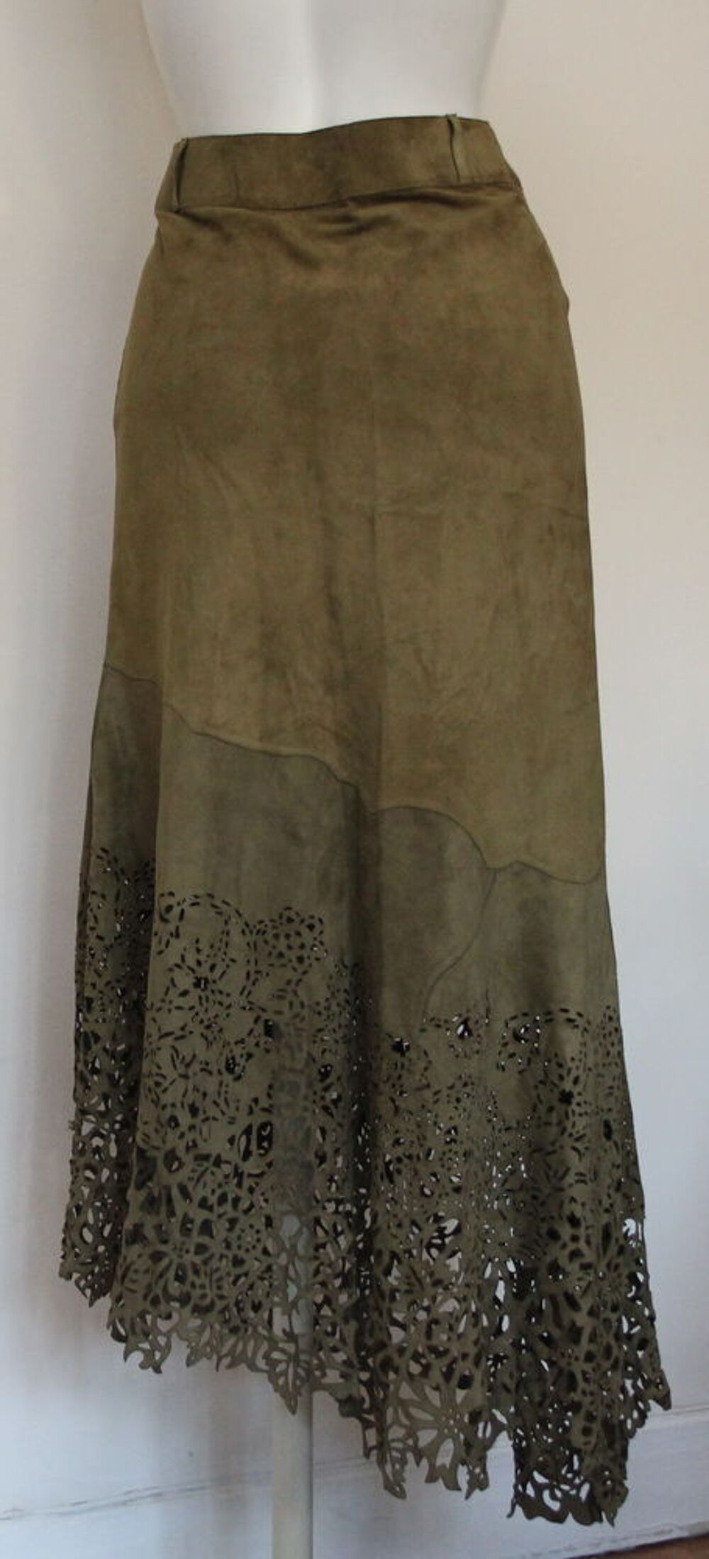 Jupe veau velours kaki ROBERTO CAVALLI T.S Vêtements