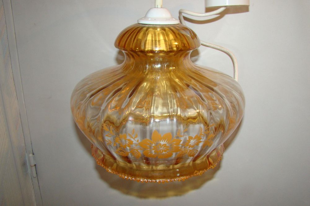 Suspension en verre opalescent - vintage ann&eacute;es 1970 Décoration