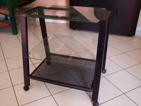 Table desserte métal noire et vitrée Cailloux-sur-Fontaines (69)