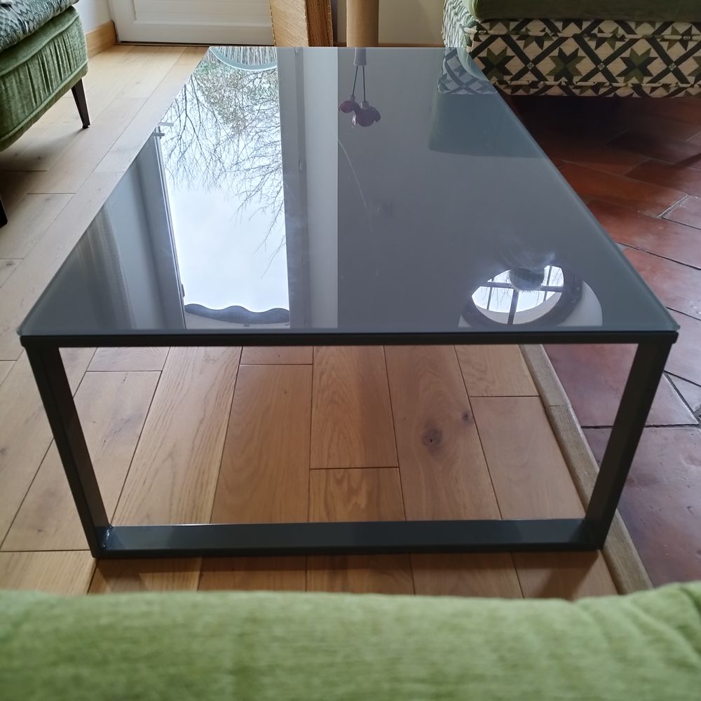 Table basse contemporaine verre &amp; m&eacute;tal 120*60*31 Meubles