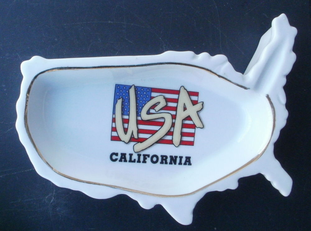 CENDRIER vintage en porcelaine USA CALIFORNIA Décoration