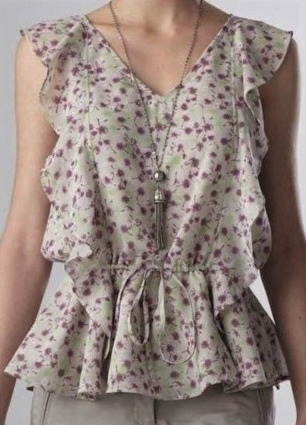 tunique fleurie liberty voile &agrave; lien p&eacute;plum basque T 38 - 40 Vêtements