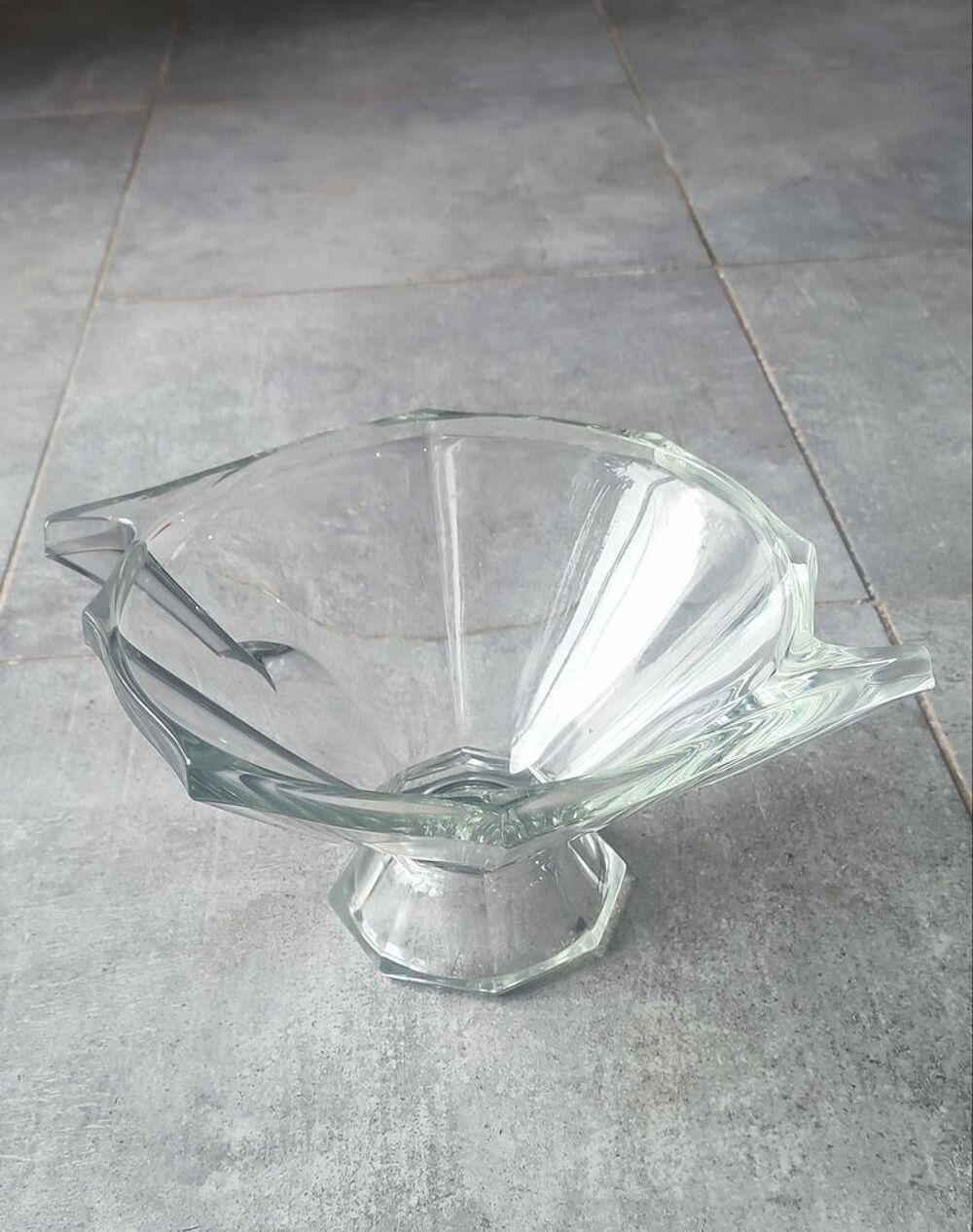 Coupe en verre &eacute;pais grav&eacute;e Slovakia Style Art D&eacute;co 