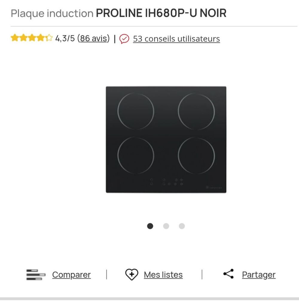 Plaque &agrave; induction Proline Meubles