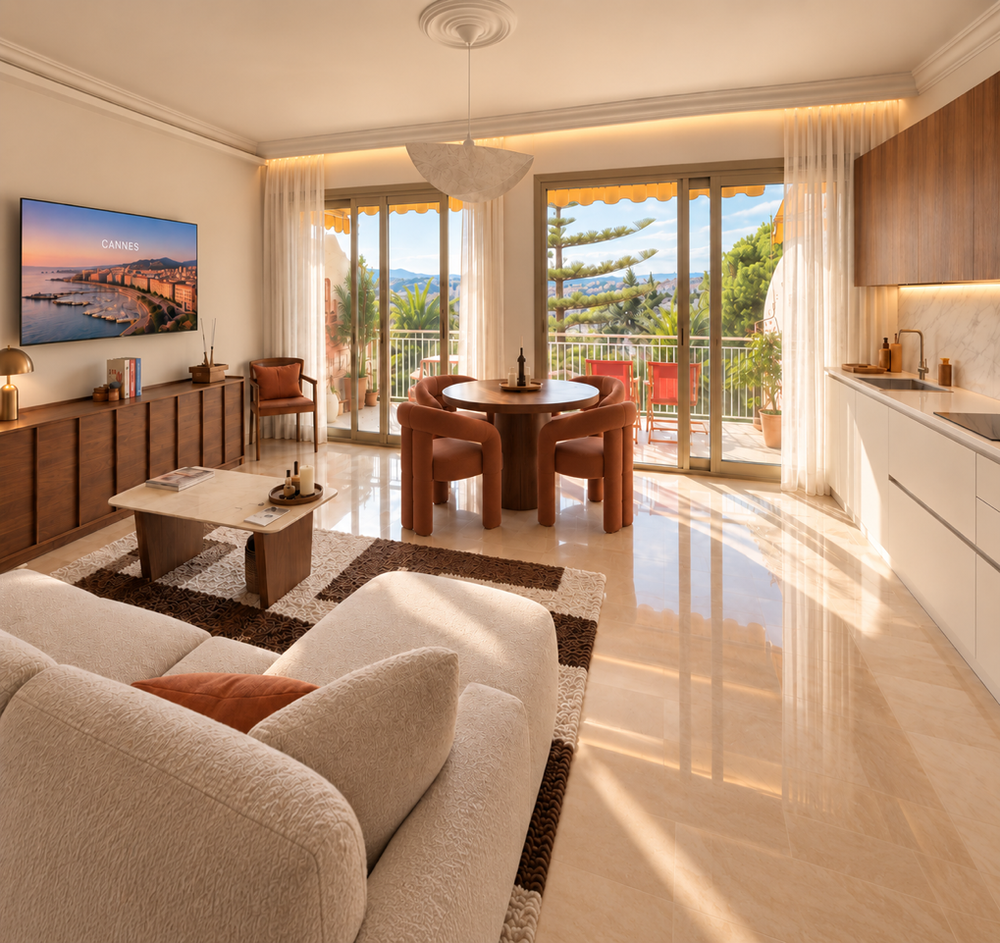 Vente Appartement LE CANNET ? 73 m² ? Terrasse, vue, aperçu mer et piscine Le cannet