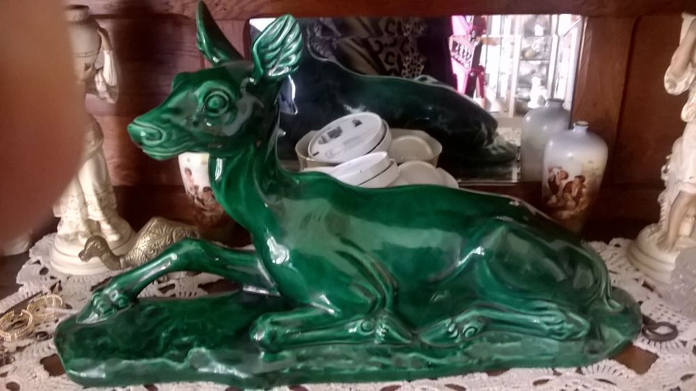 biche ceramique verte Décoration