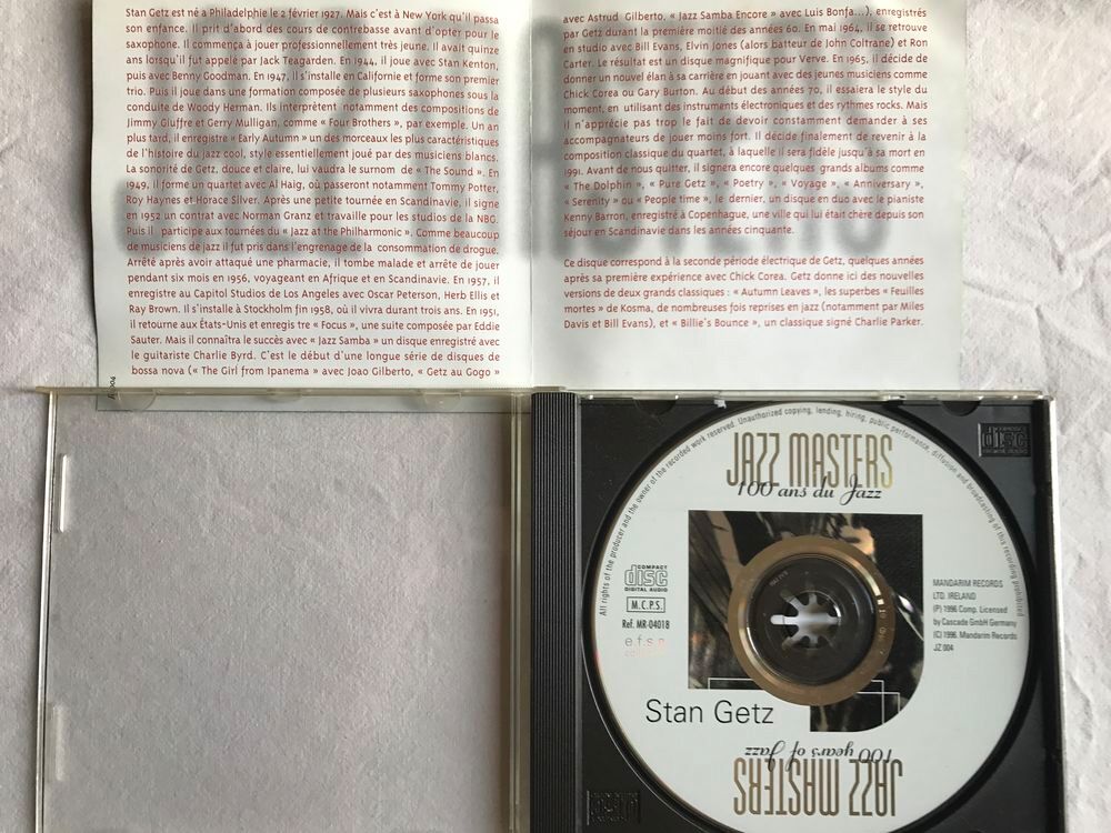 CD Stan Getz Jazz Masters (100 Ans De Jazz) CD et vinyles