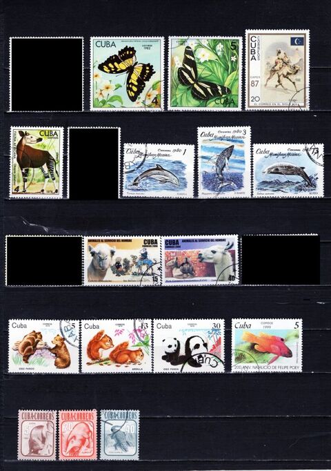 lot de 20 timbres de CUBA avec des ANIMAUX 1 Les glisottes-et-Chalaures (33)