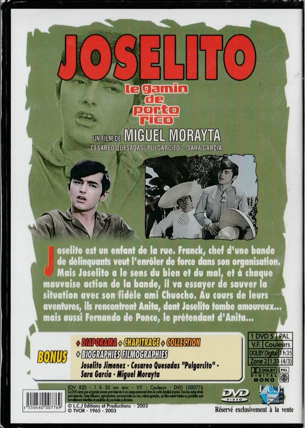 Joselito le gamin de Porto Rico DVD et blu-ray