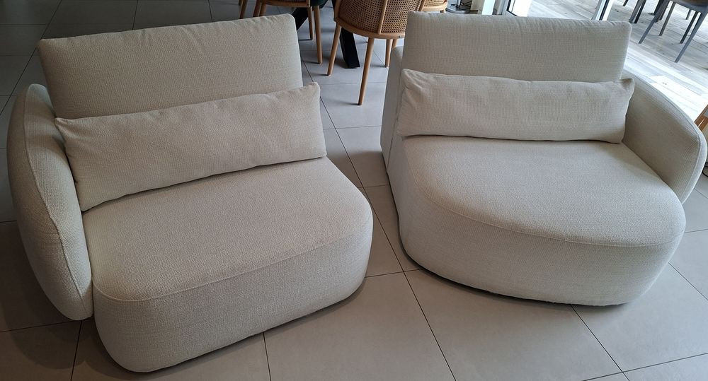 Canap&eacute; 3-4 places tissus blanc-beige Meubles