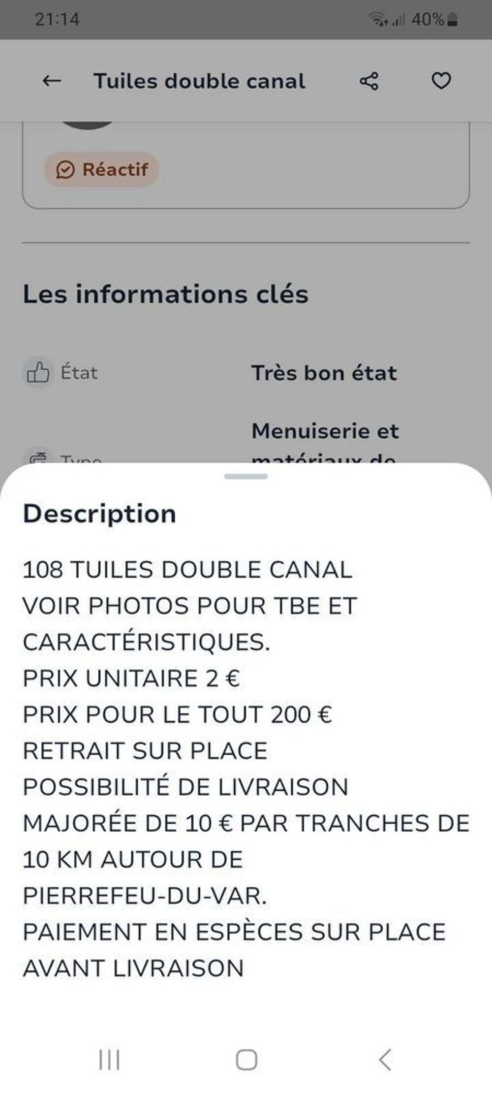 TUILES DOUBLE CANAL Bricolage