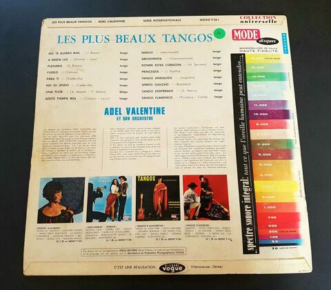 Vinyle 33T 1965 rare, Les plus beaux Tangos, Adel Valentine 23 Poitiers (86)