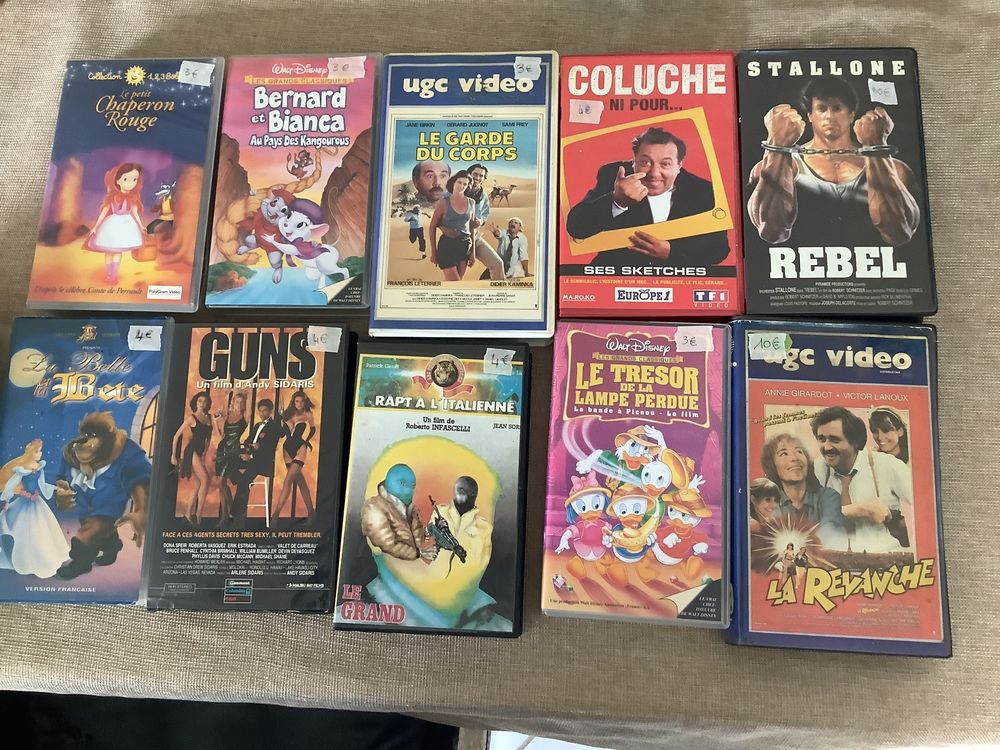 Cassettes VHS &agrave; l'unit&eacute; ou lot
DVD et blu-ray