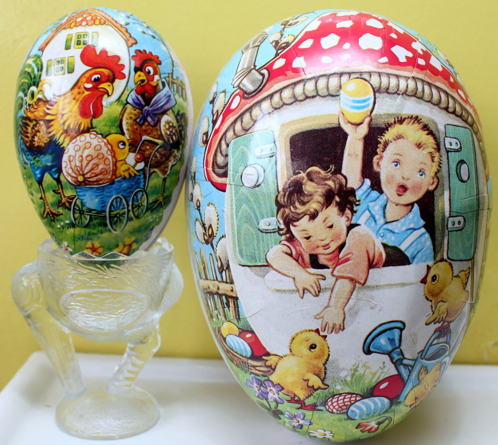 ?ufs de P&acirc;ques , en papier m&acirc;ch&eacute; allemand ECHT ERZGEBIRGE , Décoration