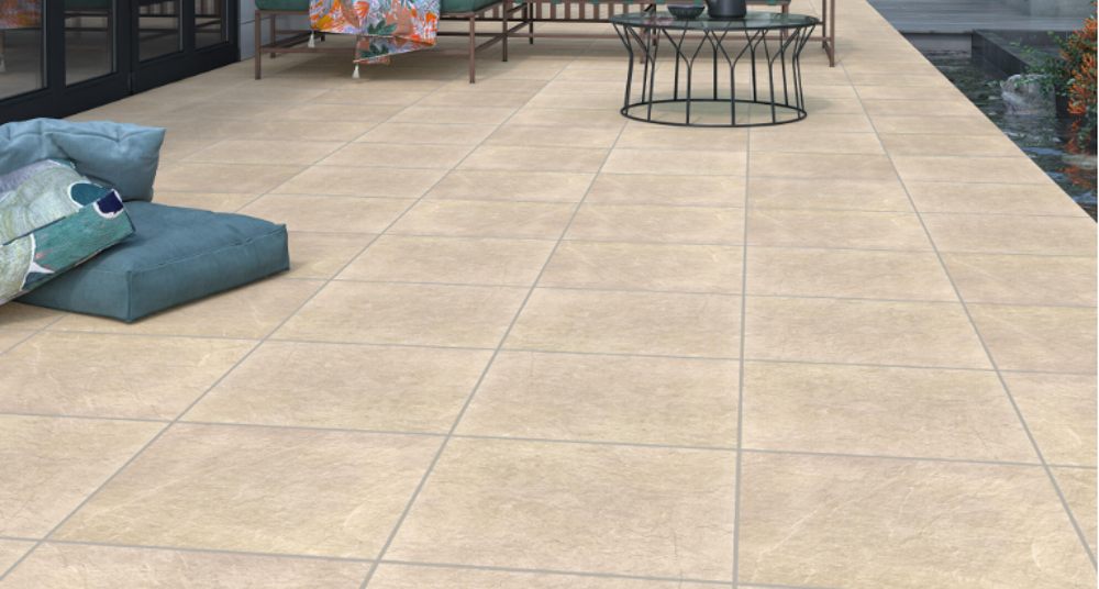 Carrelage sol ext&eacute;rieur effet pierre beige clair Lazy Bricolage