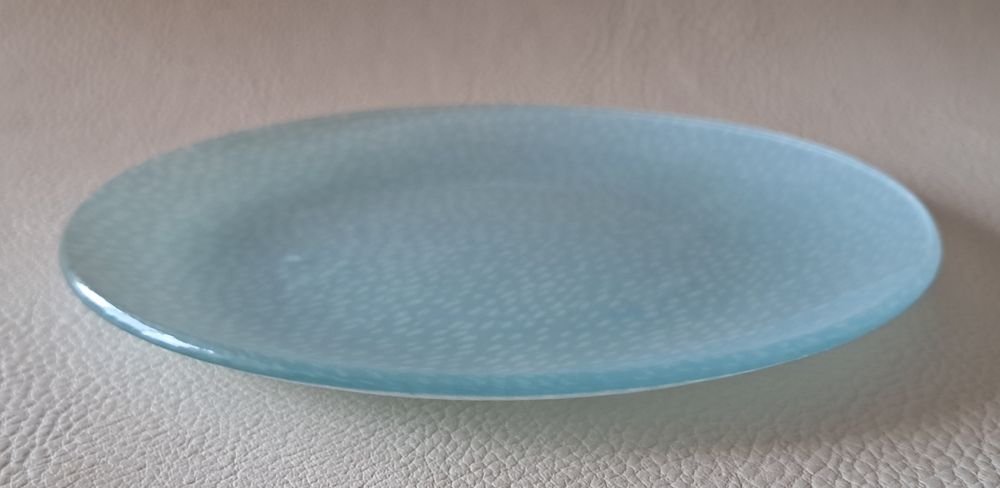 lot set de 6 assiettes &agrave; dessert en verre vert pastel avec p Décoration