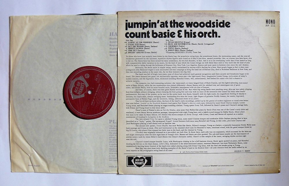LP Count BASIE : Jumpin' at the Woodside - Ace of hearts CD et vinyles