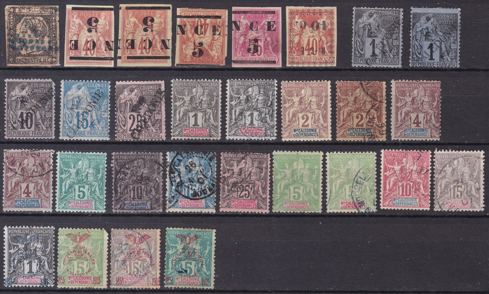 Timbres Nlle CAL&Eacute;DONIE-1859-1904 YT entre 1 et 84 