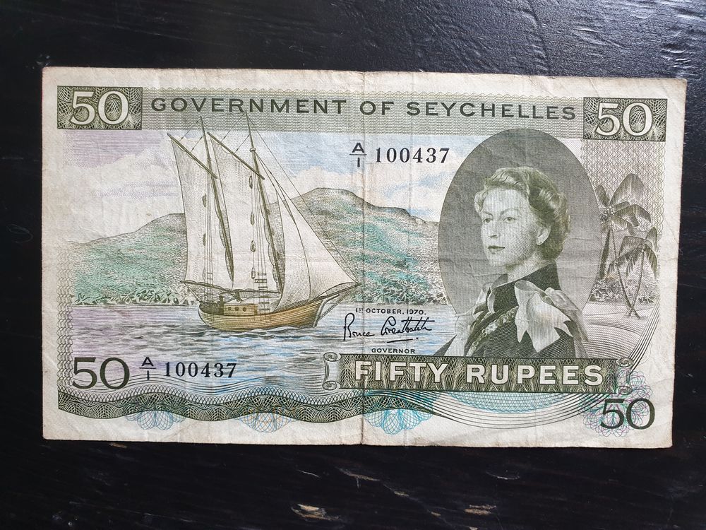 Billet Fifty Rupees Seychelles 1970 