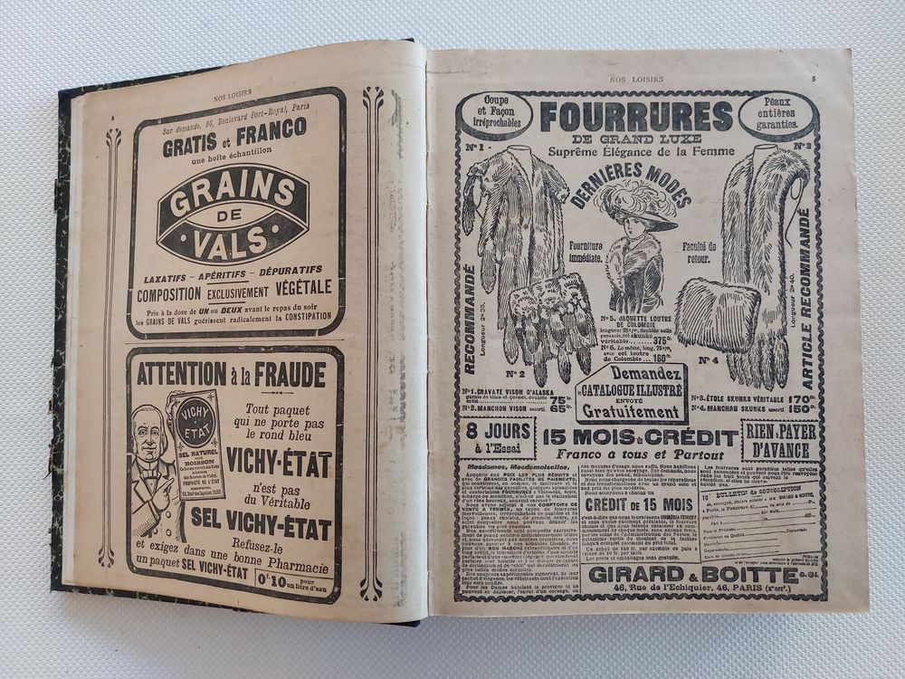 Anciennes revues reli&eacute;es" Nos Loisirs "de 1910 Livres et BD