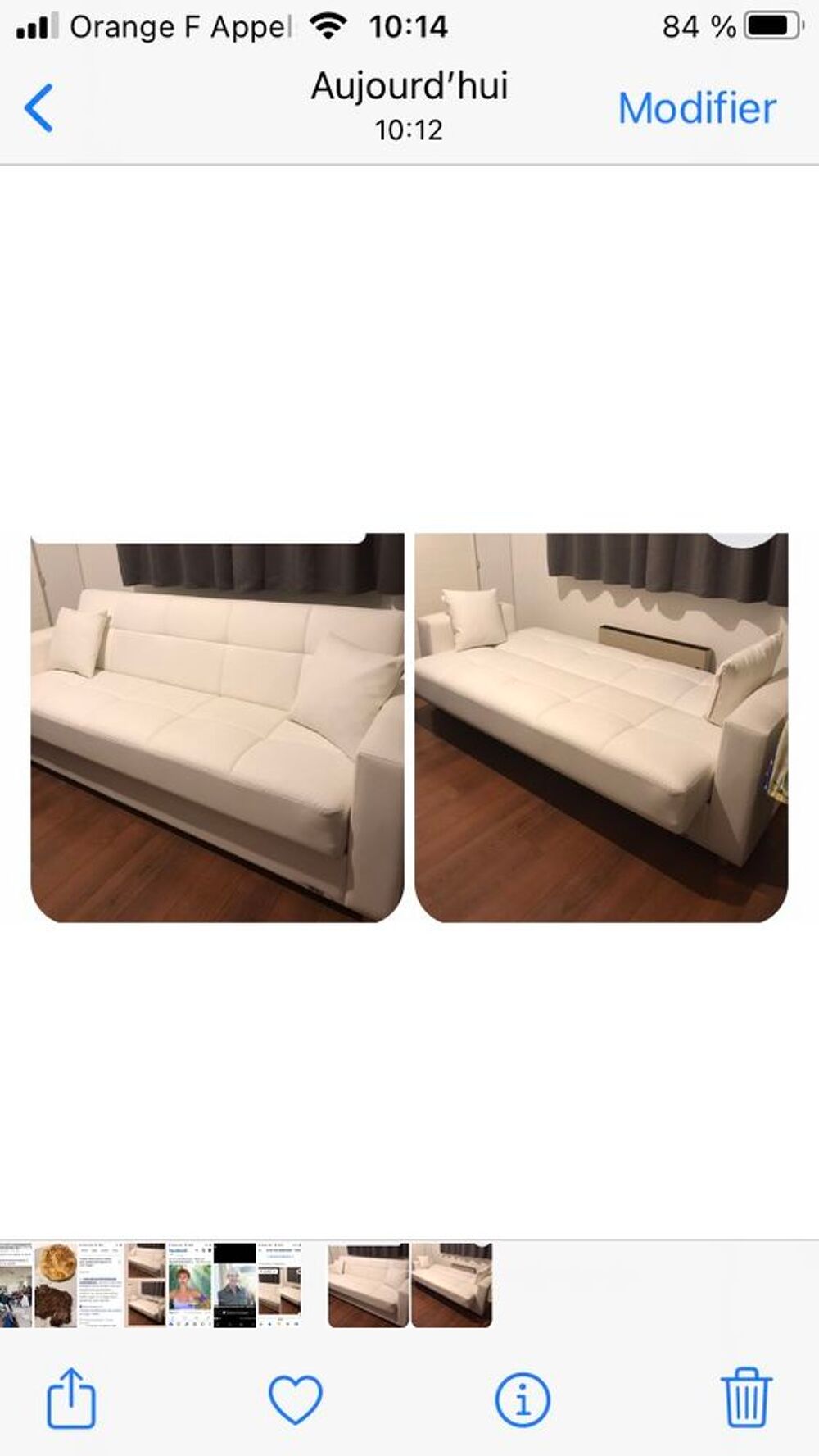 Canap&eacute; blanc type clic clac Meubles