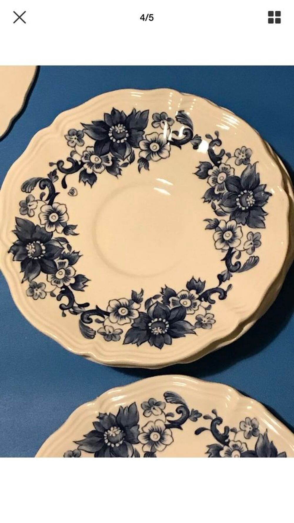 lot de 6 assiettes &agrave; dessert ancienne en porcelaine Sarreguemine du XXeme si&egrave;cle 