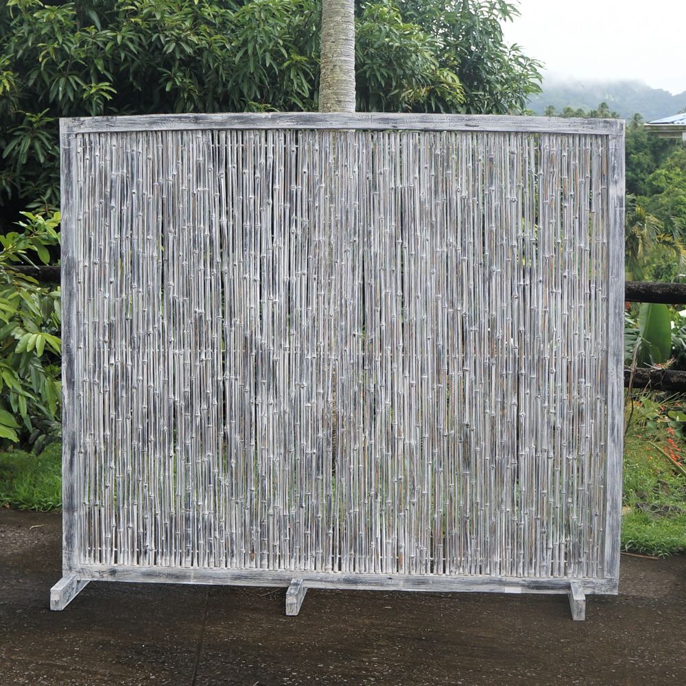 PARAVENT CADRE ACAJOU ET BAMBOU Décoration