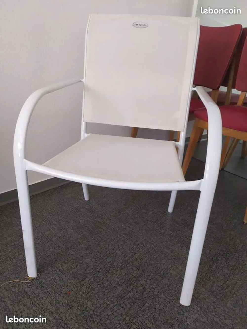 Fauteuil Esp&eacute;ride blanc acier, toile int&eacute;rieur ou ext&eacute;rieur Jardin