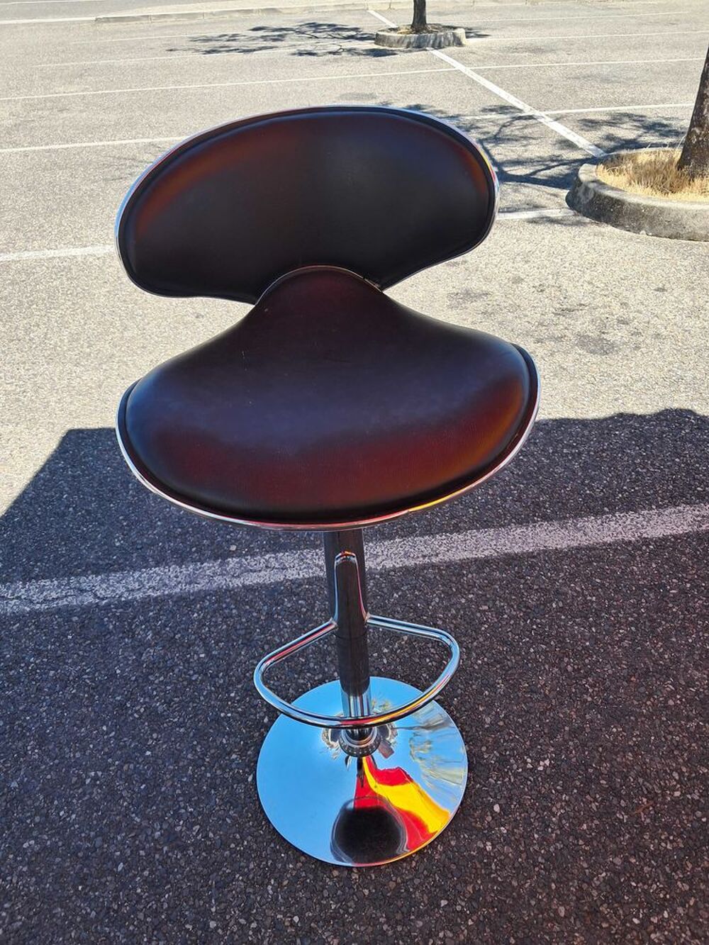 tabouret de bar inox et cuir marron Meubles