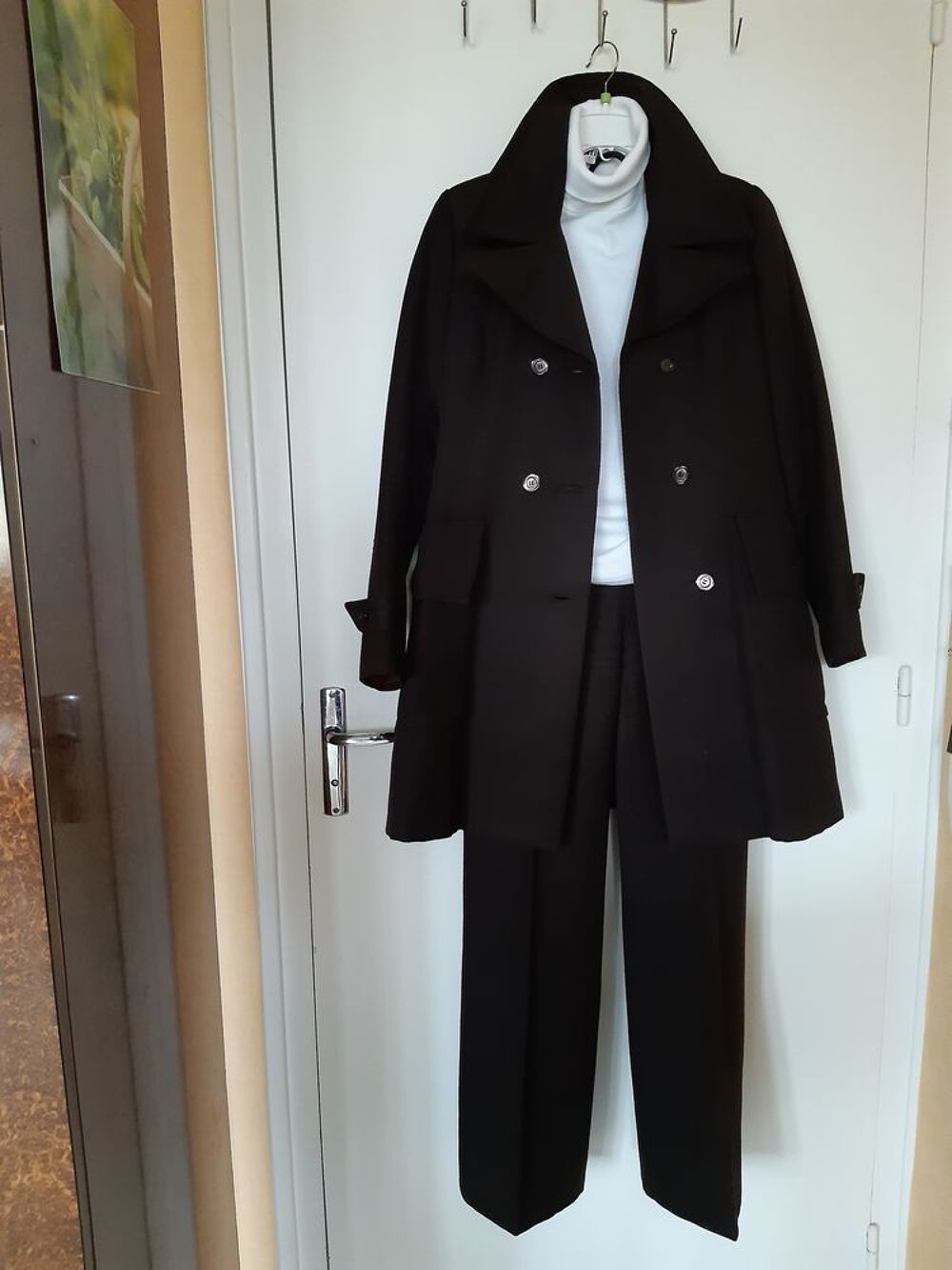 Ensemble Veste Longue &amp; Pantalon 1970 marron. Vêtements