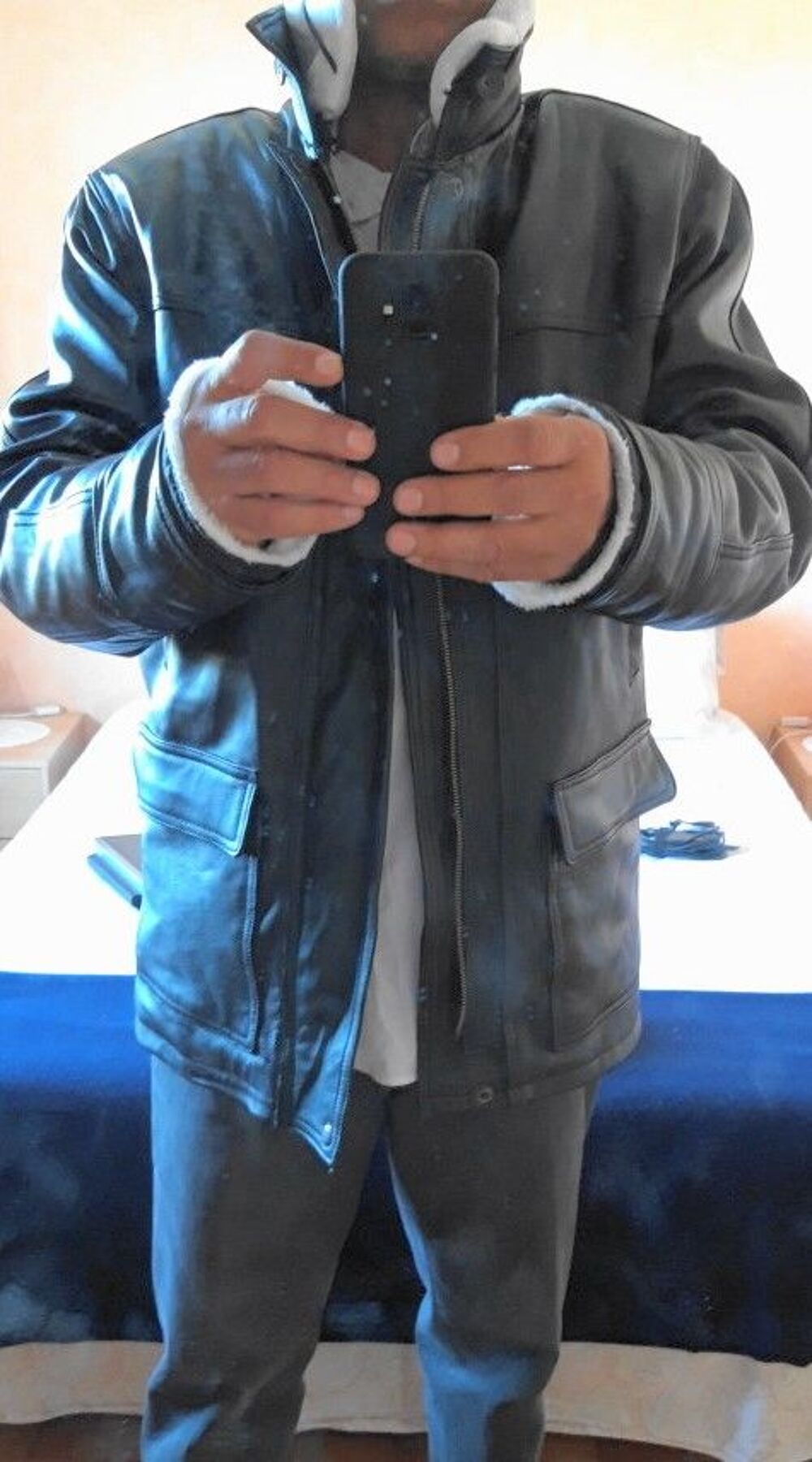 Veste manteau Cuir v&eacute;ritable qualit&eacute; pr&eacute;mium neuve Vêtements