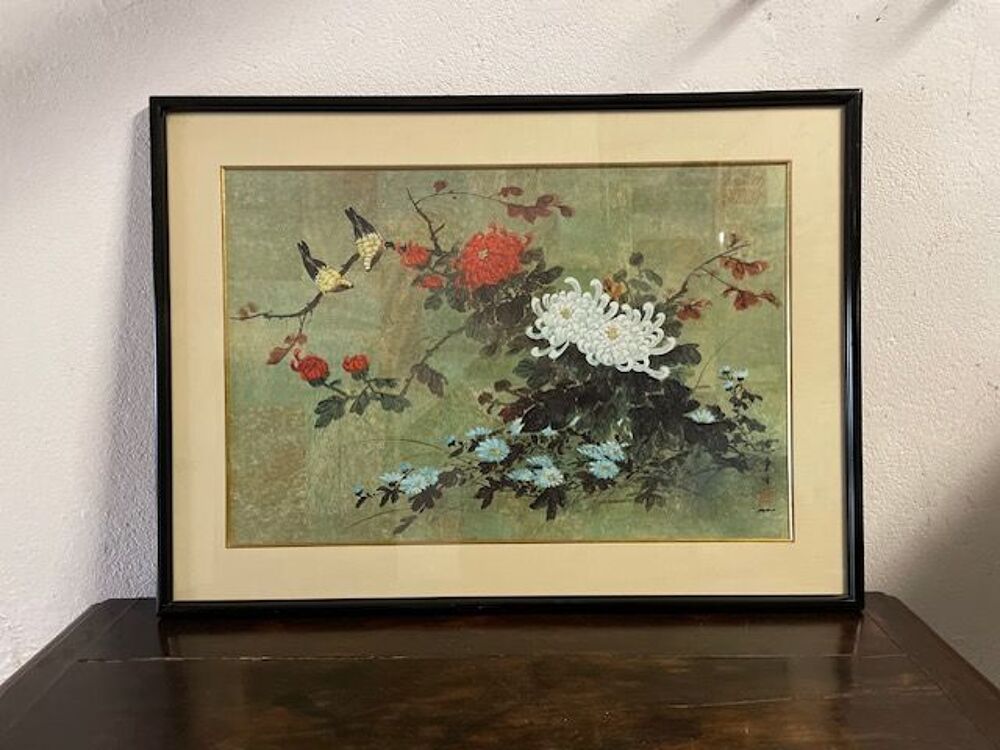 Tableau fleurs et oiseaux Décoration