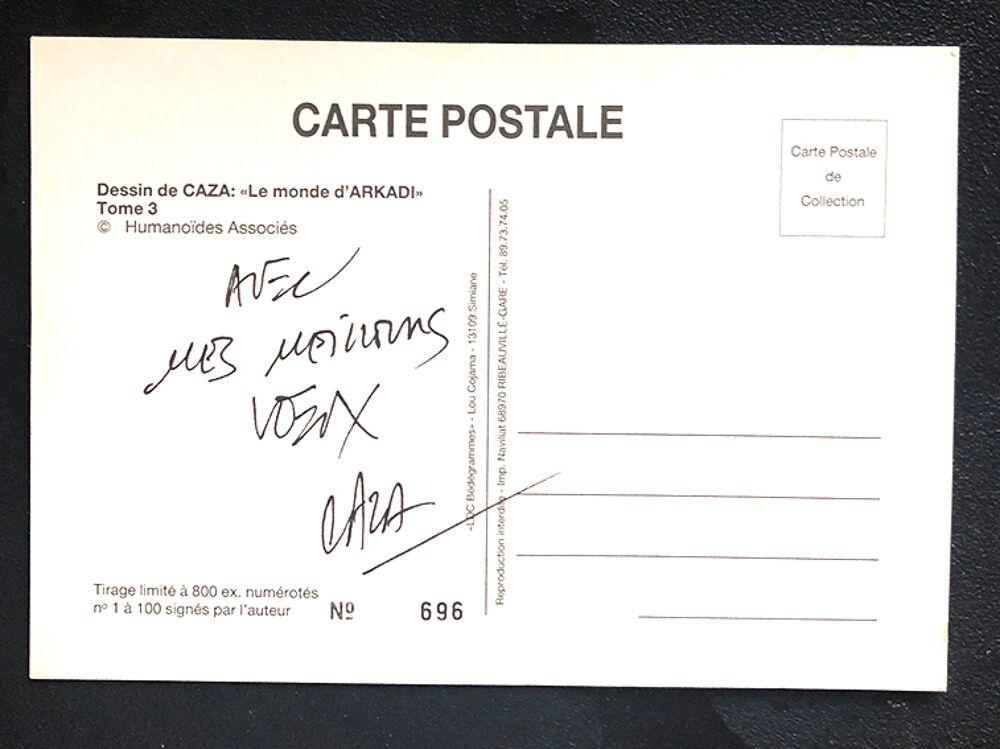 "ARKADI", BD de CAZA - Tome 3, avec carte sign&eacute;e d&eacute;dicac&eacute;e 