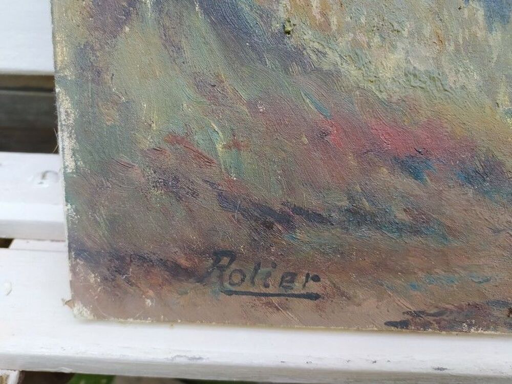 Tableau Chasse &agrave; Courre Sanglier Sign&eacute; Rolier Décoration