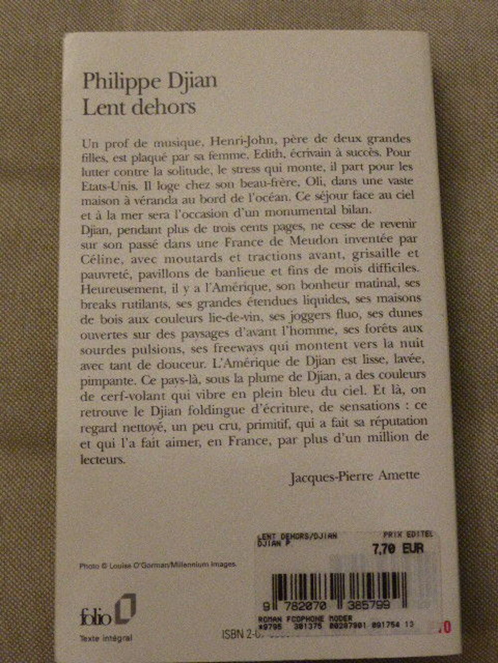 Lent dehors Philippe Djian Folio 2437 Livres et BD